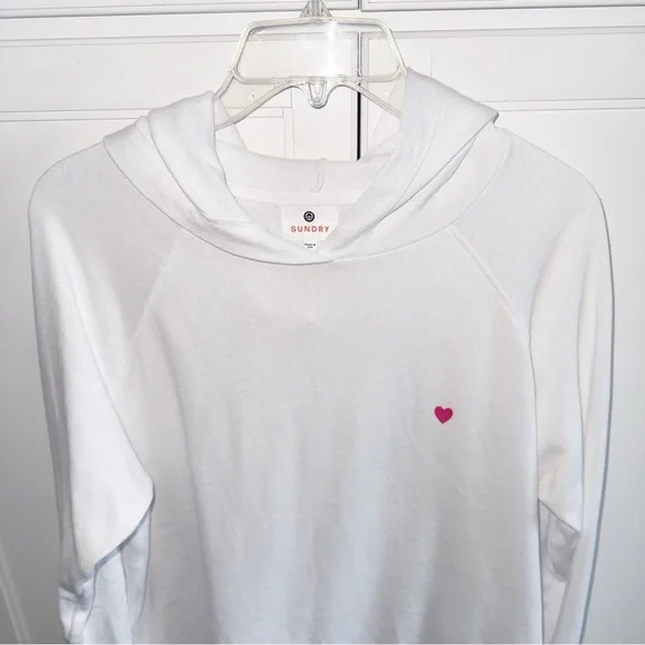 Sundry White Hooded Sweatshirt with Perforated Back Design - Picture 11 of 13